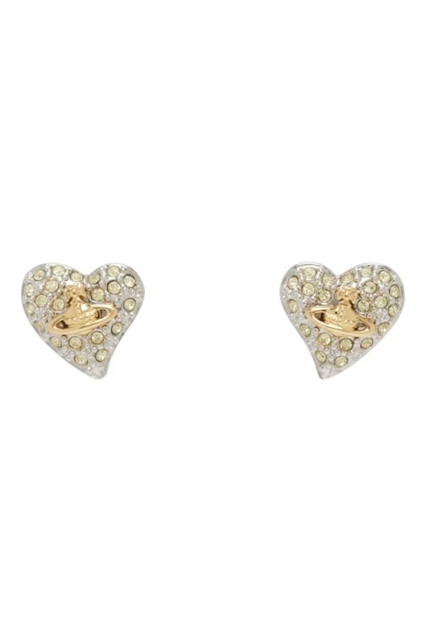 银色 Tiny Diamante Heart 耳钉