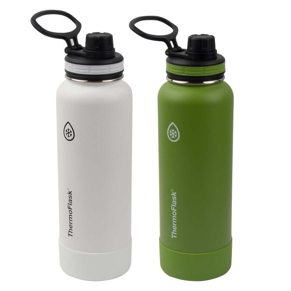 Insulated 40 oz. Stainless Steel Water Bottle with Spout Lid, 2-pack