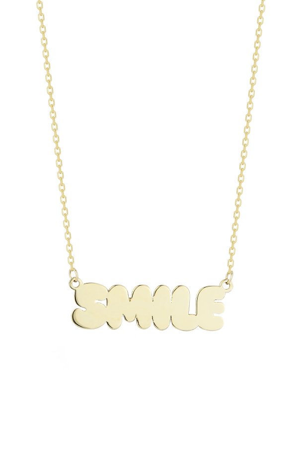 14K Gold Smile Pendant Necklace