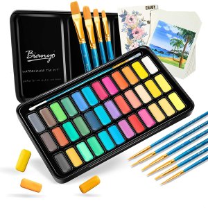 Bianyo 36色水彩绘画套装 带画笔和画纸