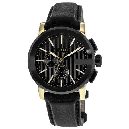 G-Chrono XL Black Dial Leather Strap Men's Watch YA101203