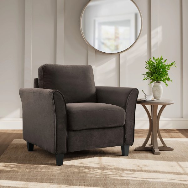 Alexa Club Chair, Brown Fabric