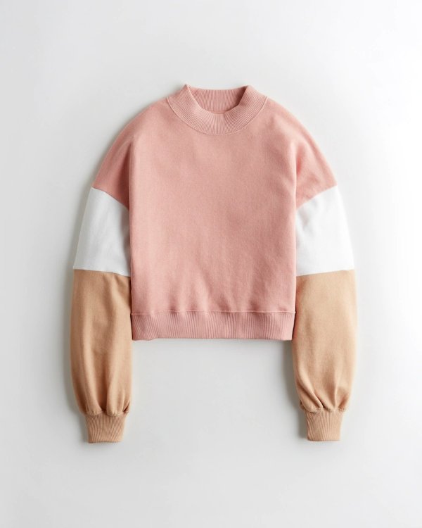 Colorblock Crop Crewneck Sweatshirt