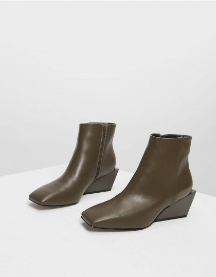 Square Toe Wedge Boots