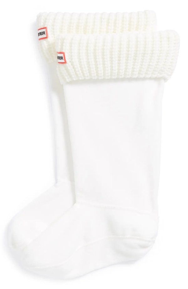 Cardigan Knit Cuff Welly Boot Socks - Tall