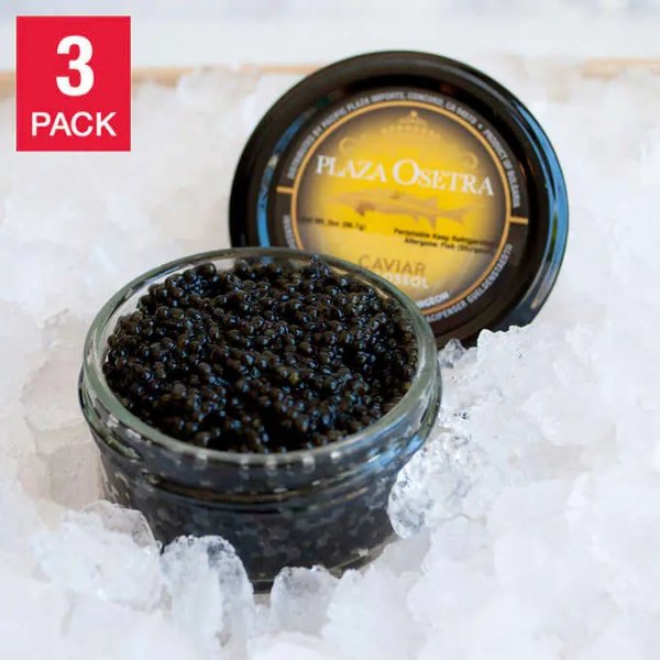 Plaza Osetra Farmed Bulgarian Sturgeon Caviar 2 oz, 3-pack