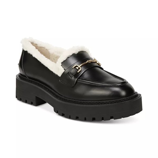 Women's Laurs Faux-Fur Lug-Sole Tailored Loafers