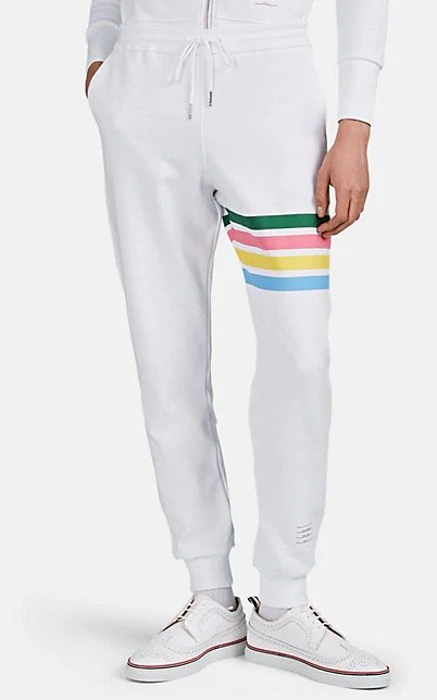 Rainbow-Block-Striped Cotton Sweatpants