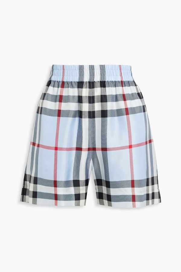 Checked cotton-twill shorts