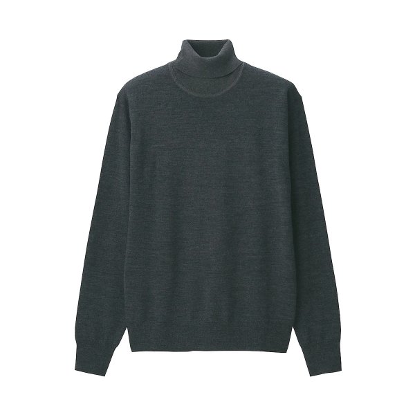 Men Non-Itchy Jersey Washable Turtle Neck Sweater