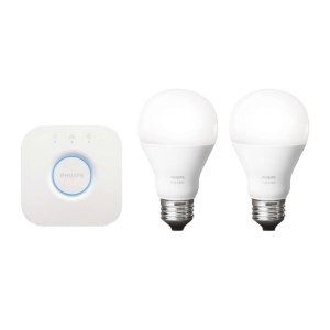 $40Philips Hue Starter Kit 2nd Generation (Refurbished) with Two White-light Bulbs