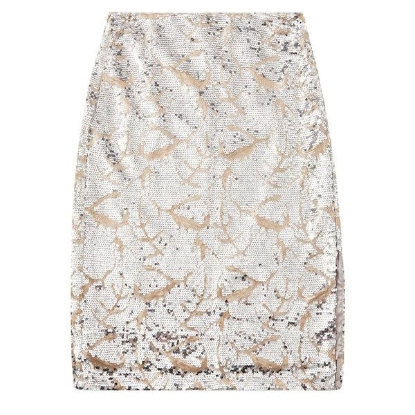 Evie Sequin Midi Skirt - Stone Grey