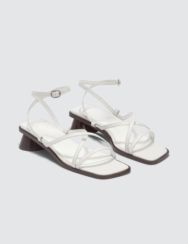 Yumi White Leather Sandals