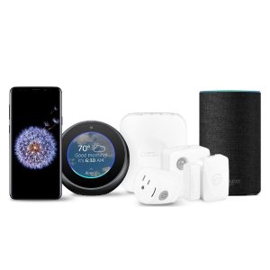 Samsung Galaxy S9+ Unlocked Smartphone - Midnight Black + Echo, Charcoal Black + Echo Spot, Black + Samsung Smart Home Monitoring Kit, White