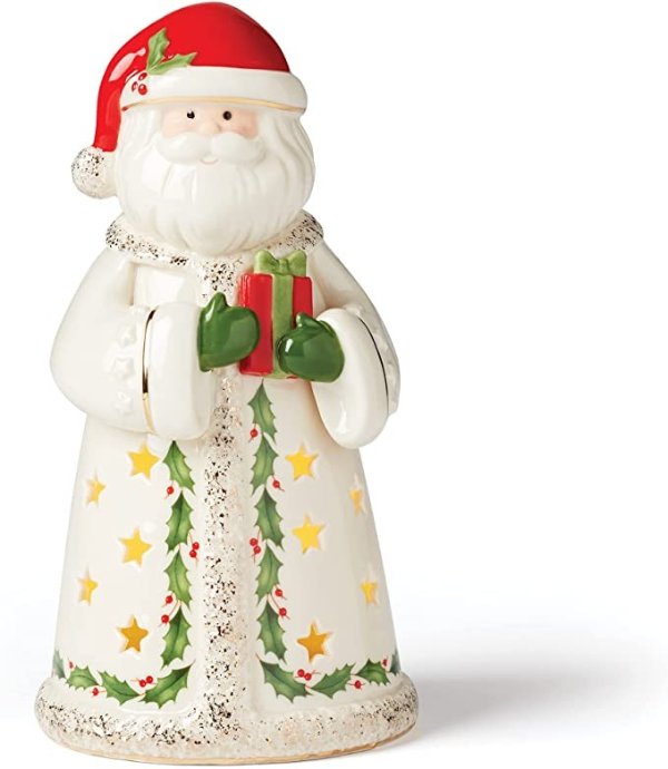 Holiday Santa Light-Up Figurine, Ivory