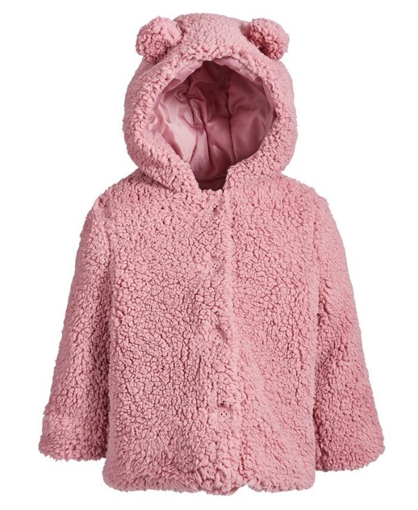 Baby Girls Hooded Sherpa Jacket, Created for Macy's