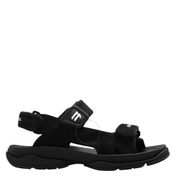 Black Tourist Monocolor Flat Sandals