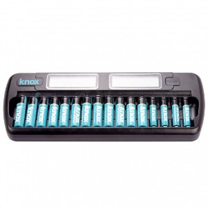 Knox Gear 16-Bay Rapid Ni-MH AA/AAA Battery Charger with 16 Batteries