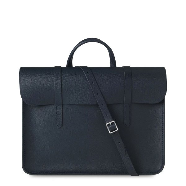 Music Case in Leather - Navy Saffiano