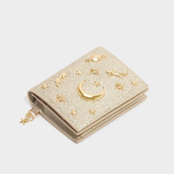 Gold Snap Button Galaxy Embellished Card Holder | CHARLES & KEITH US