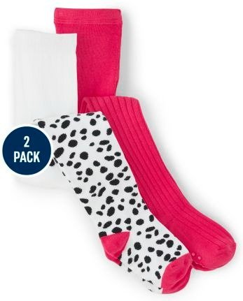 Girls Spotted Print And Solid Tights 2-Pack - Dalmatian Friends | Gymboree
