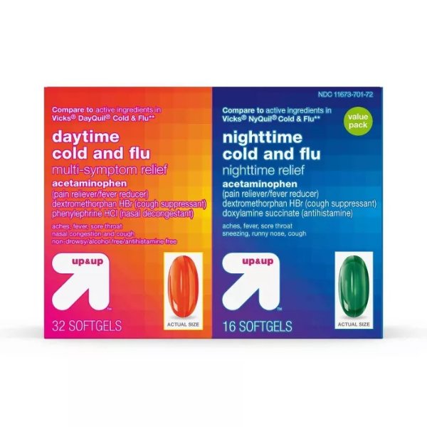 Day/Night Multi -Symptom Cold &#38; Flu Relief Combo Pack Softgels 48ct - Up&#38;Up&#8482;