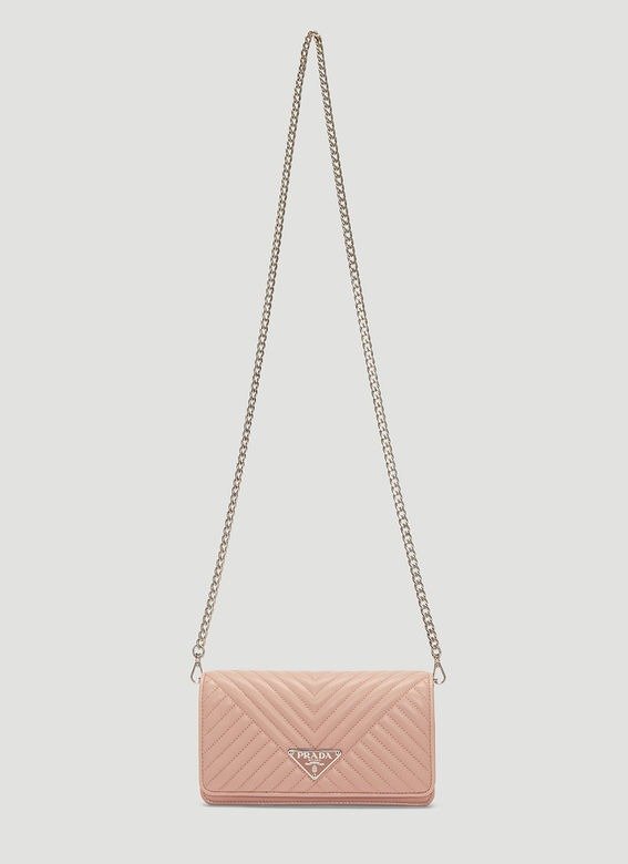 Quilted Wallet Shoulder Bag in Pink