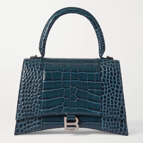 Hourglass croc-effect leather tote