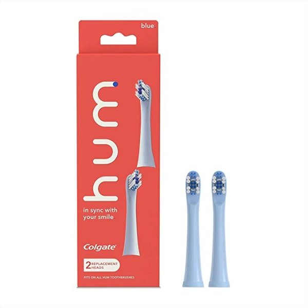 hum by Colgate Replacement Toothbrush Heads, Blue - 2 Count