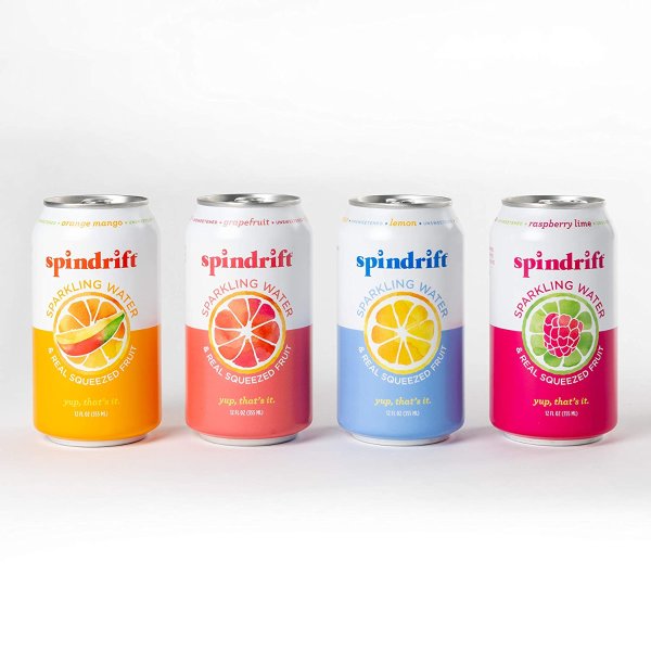 Spindrift Sparkling Water, 4 Flavor Variety Pack 12 Fl Oz Cans, Pack of 20