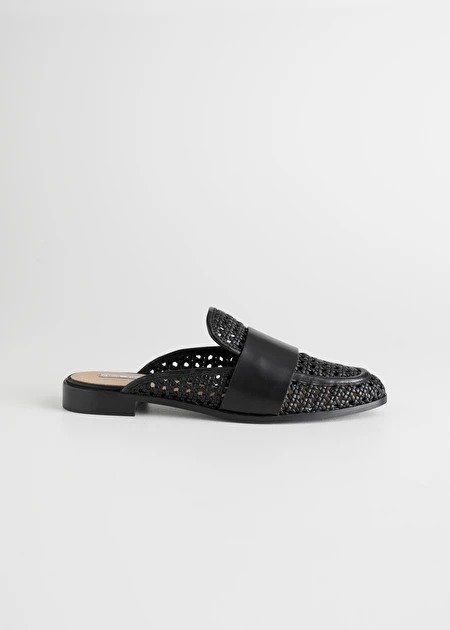 Pointed Woven Leather Slip Ons