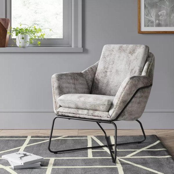 Massey Faux Fur Metal Base Accent Chair Light Gray - Project 62&#153;