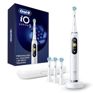 Oral-BiO Series 9 Electric Toothbrush With 4 Brush Heads, White Alabaster