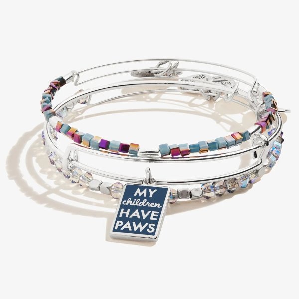 'My Children Have Paws' Charm Bangles, Set of 3