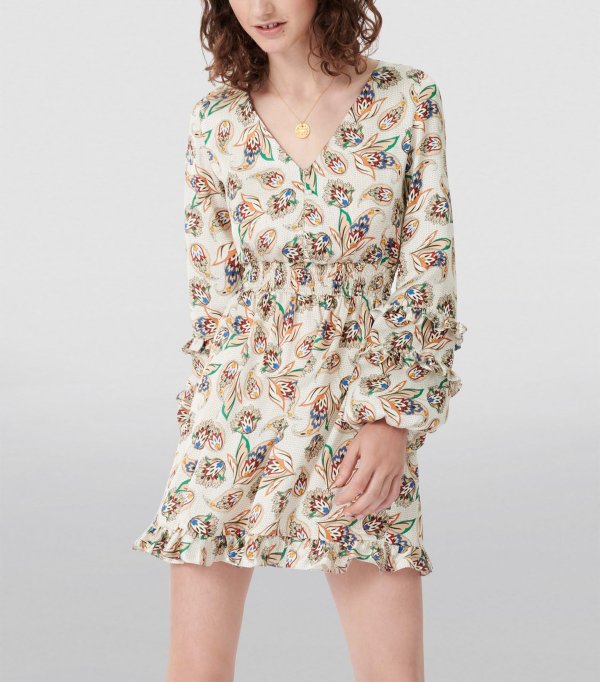 Sale | Maje Ruffled Paisley Mini Dress | Harrods US