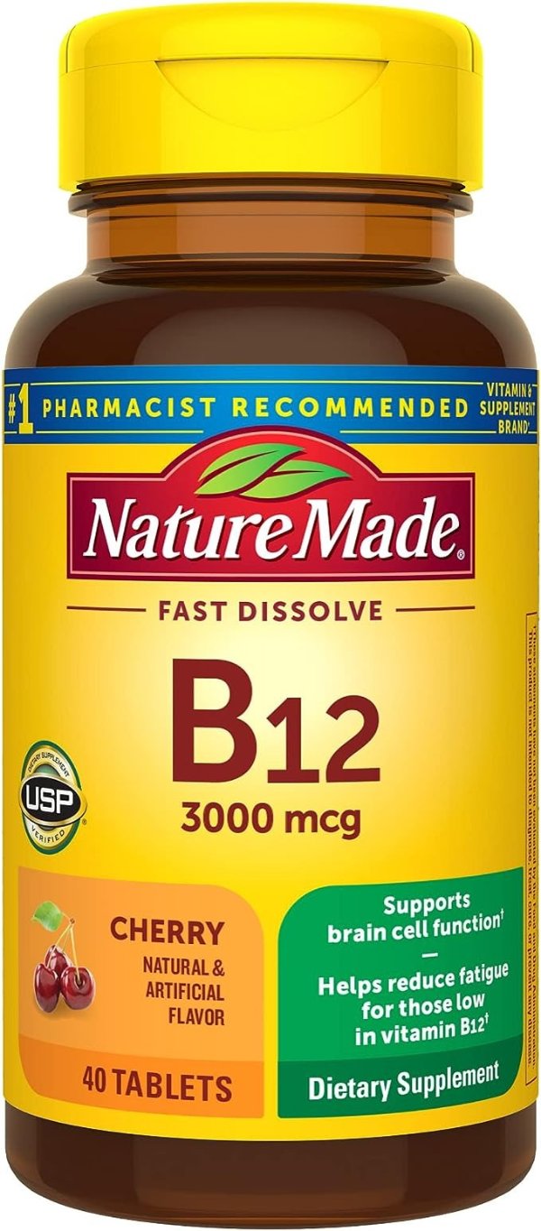 Sublingual Vitamin B12 3000 mcg Micro-Lozenges, 40 Count (Packaging May Vary)