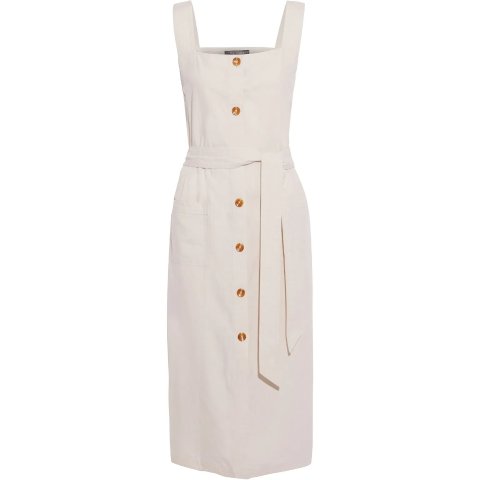 Lexia belted Lyocell and linen-blend midi dress