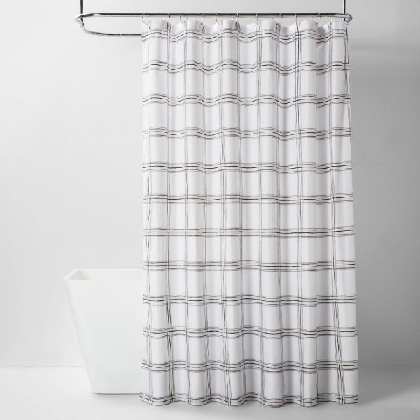 Microfiber Neutral Grid Shower Curtain - Room Essentials&#8482;