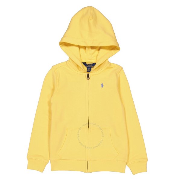 Girls Empire Yellow Pony Embroidered Terry Zip-Up Hoodie, Size 6X