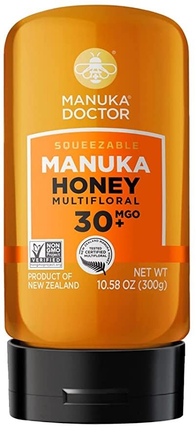 - MGO 30+ SQUEEZY Manuka Honey Multifloral, 100% Pure New Zealand Honey. Certified. Guaranteed. RAW. Non-GMO (10.58 oz)
