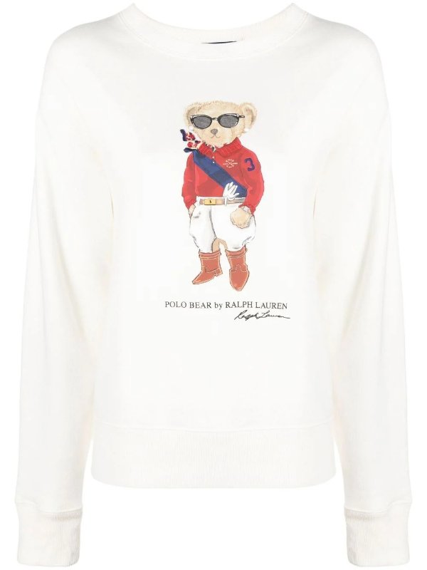 white Polo Bear print sweatshirt | Browns