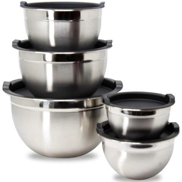 Meal Prep 5 Piece Stainless Steel Mixing Bowl Set