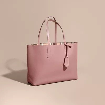 The Medium Reversible Tote in Haymarket Check and Leather