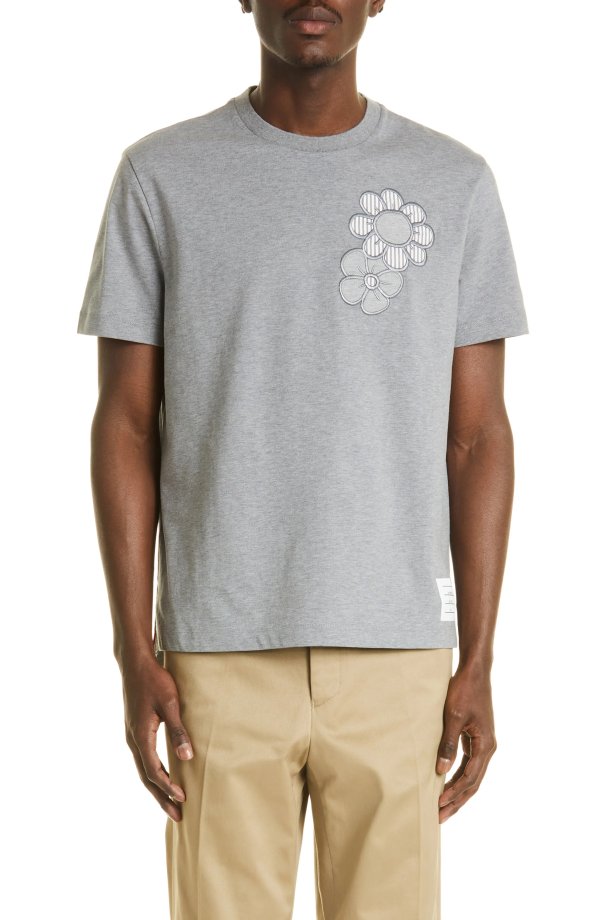 Men's Relaxed Fit Floral Applique T-Shirt
