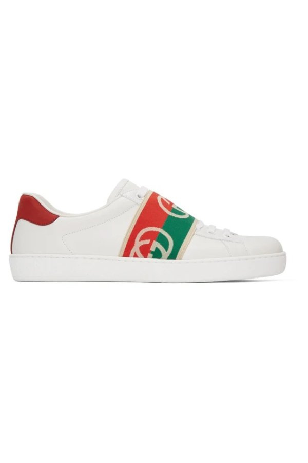 White Elastic Ace Sneakers
