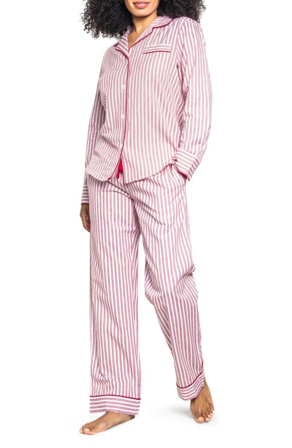 Red Ticking Stripe Pajama Set