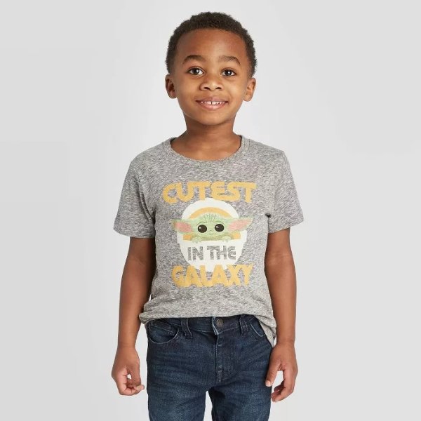 Toddler Boys' Star Wars Baby Yoda Short Sleeve T-Shirt - Heather Gray