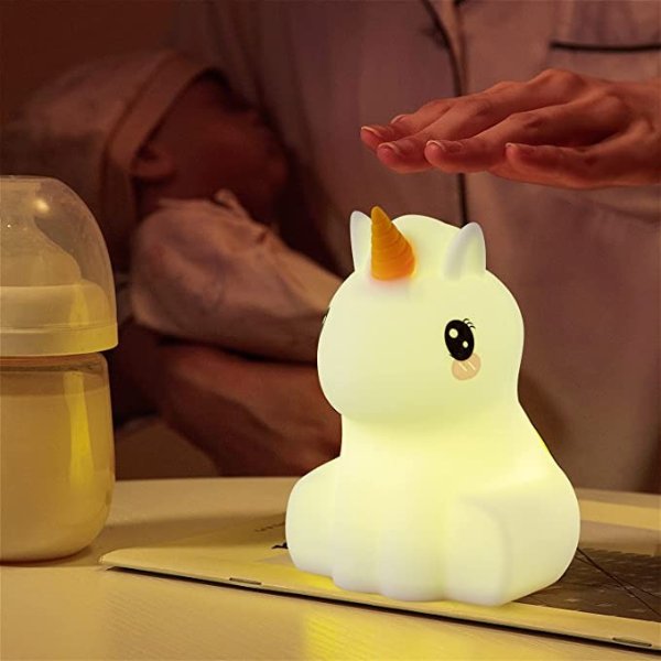 Cute Unicorn Night Light for Kids,Nursery Portable Color Changing Nightlight,Glow Soft Silicone Animal Gift for Baby Toddler Boys Girls Birthday,LED Kawaii Bedroom Decor Lamps with USB Rechargeable