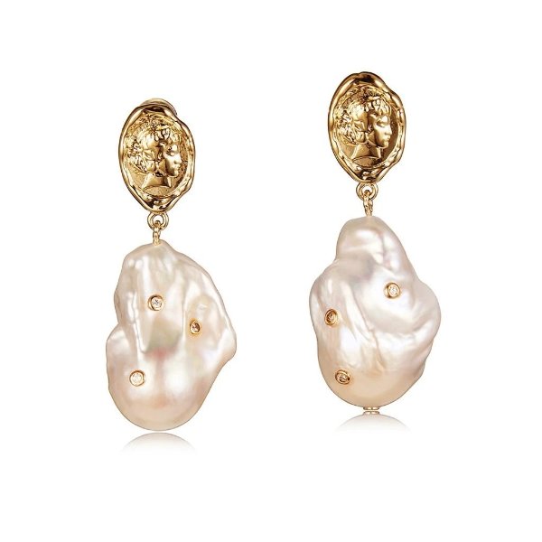 INNA Baroque Pearl Earring with Diamond