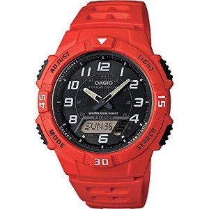 Casio Men's AQ-S800W-4BVCF Solar-Power Red Resin Watch